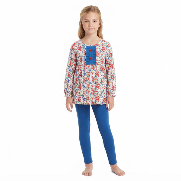 RTS GLP3522 toddler girl clothes floral print long sleeve pants outfit