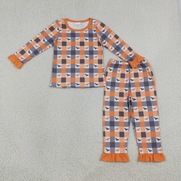 RTS GLP3533 baby girl clothes halloween plaid ghost print long sleeve pant outfit