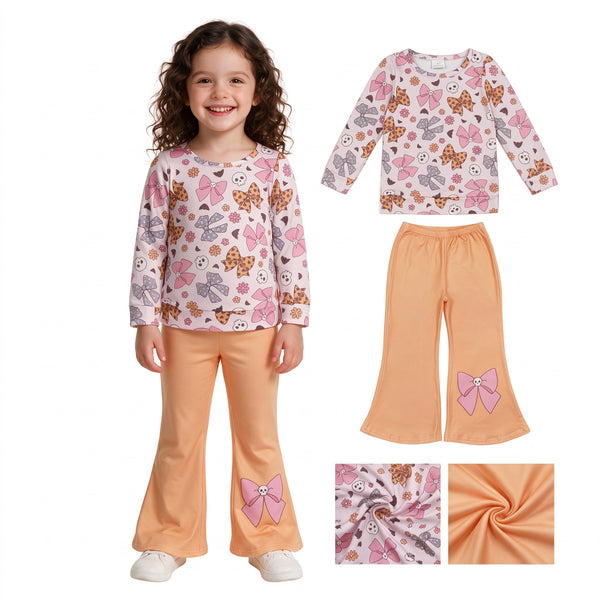 GLP3536 RTS baby girl clothes bows print toddler girl Halloween outfit