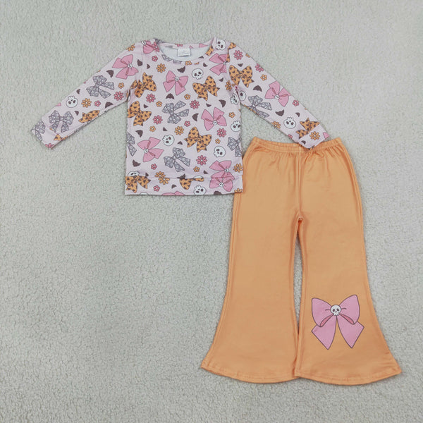 GLP3536 RTS baby girl clothes bows print toddler girl Halloween outfit