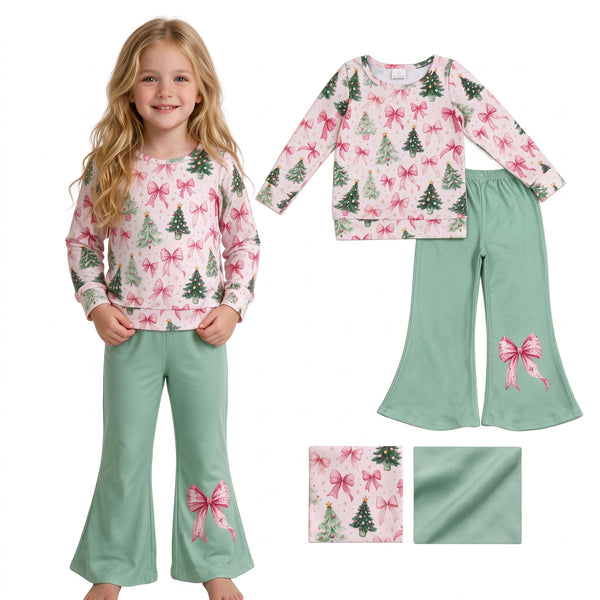 GLP3539 RTS baby girl clothes tree print toddler girl christmas outfit