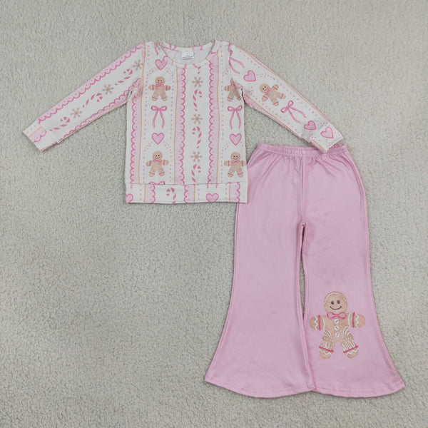 GLP3540 RTS baby girl clothes gingerbread man print toddler girl christmas outfit