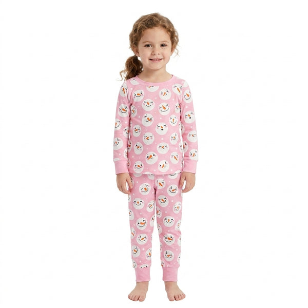 RTS GLP3543 baby girl clothes christmas snowman print long sleeve jogger pant outfit