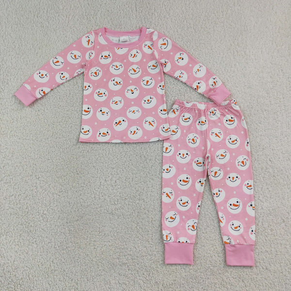 RTS GLP3543 baby girl clothes christmas snowman print long sleeve jogger pant outfit