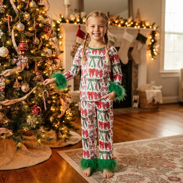 RTS GLP3611 baby girl christmas tree print long sleeve top pant outfit