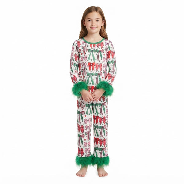 RTS GLP3611 baby girl christmas tree print long sleeve top pant outfit