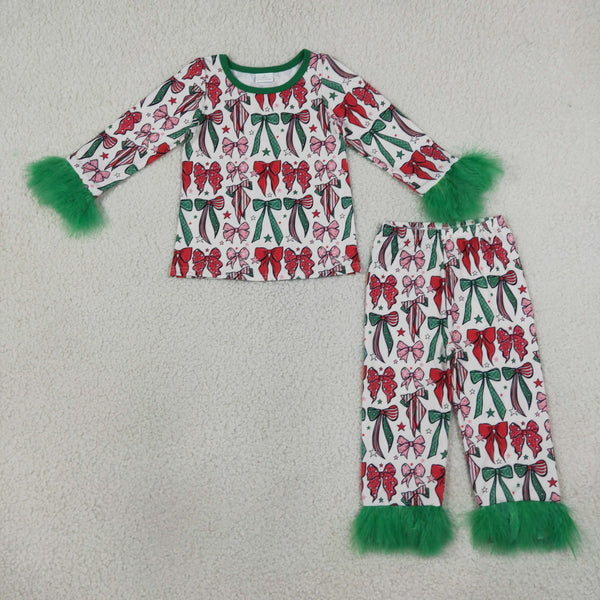 RTS GLP3611 baby girl christmas tree print long sleeve top pant outfit