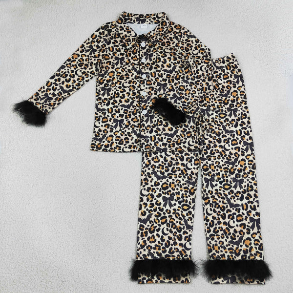 RTS Matching clothing family halloween leopard bat moon bow mixed print kid long sleeve romper pant blanket fall clothing-2026.9.19
