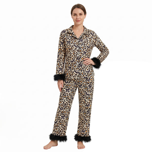 RTS GLP3639 women clothes leopard print long sleeve pant outfit
