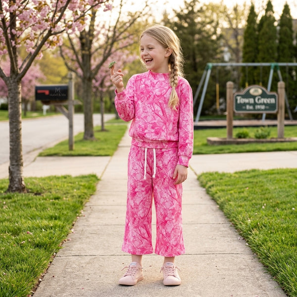 RTS GT1823 toddler girl clothes pink abstract print long sleeve top