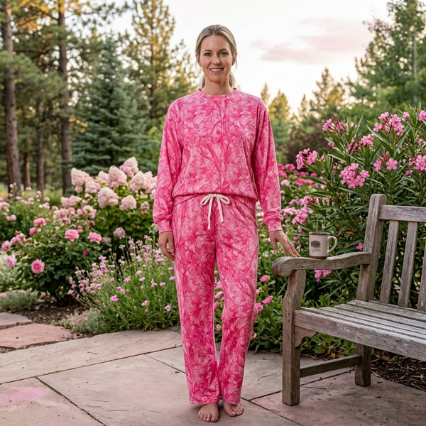 RTS P1138 women clothes pink abstract print pant