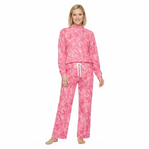 RTS GLP3651 women clothes pink abstract print long sleeve pant outfit