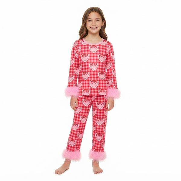 RTS GLP3669 baby girl clothes heart print long sleeve top pant outfit