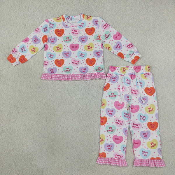 RTS GLP3676 toddler girl clothes heart candy print long sleeve flare pants outfit
