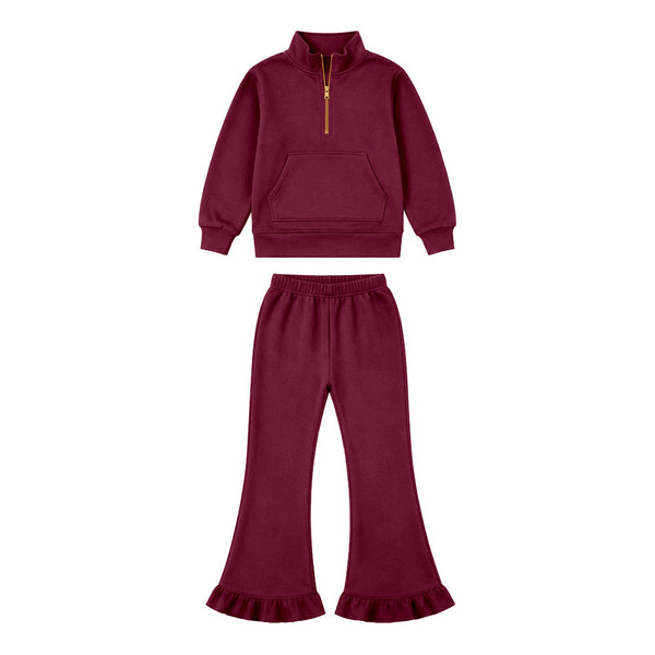 MOQ：5pcs GLP3695 pre-order baby girl clothes solid color print toddler girl sweatshirt outfit-2026.8.14