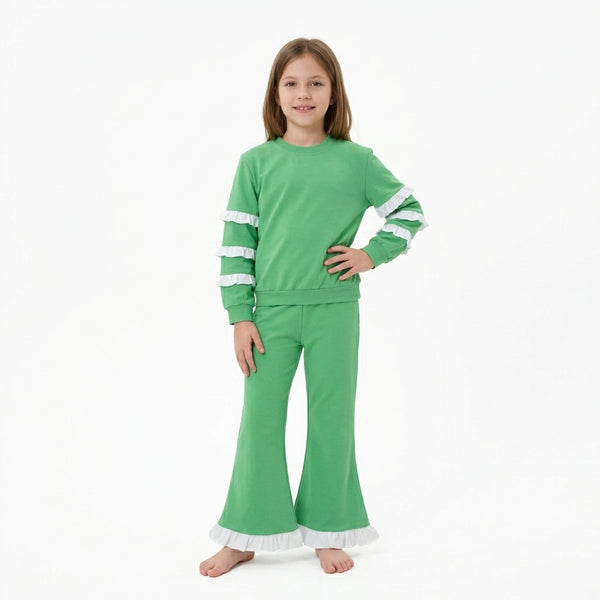 RTS GLP3717 toddler girl clothes color block long sleeve outfit