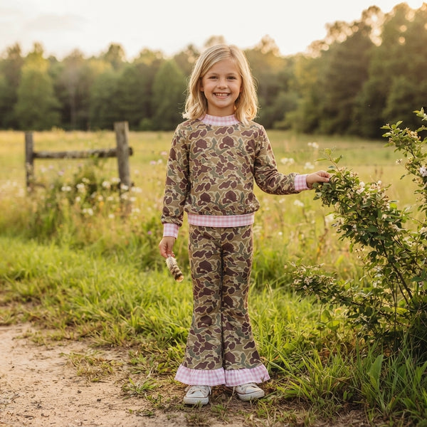 RTS GT1841 baby girl clothes camo print long sleeve mock neck top