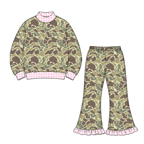 Preorder MOQ 5 pcs Each Style Camo Girls Set Kids Matching Clothes-2026.8.21
