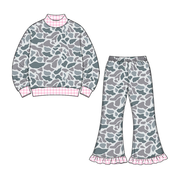 Preorder MOQ 5 pcs Each Style Camo Girls Set Kids Matching Clothes-2026.8.21