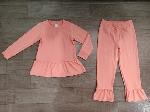 No MOQ pre-order Each Color Solid Color Cotton Ruffles Girls Set-real pic 2026.9.15