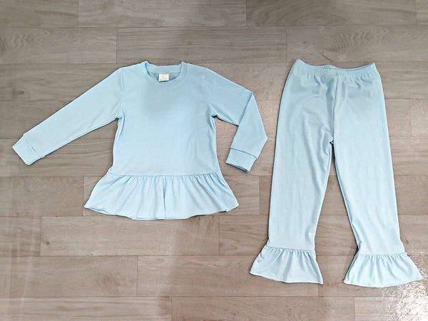 No MOQ pre-order Each Color Solid Color Cotton Ruffles Girls Set-real pic 2026.9.15
