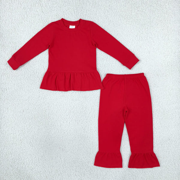 RTS GLP3749 toddler girl clothes solid long sleeve ruffle outfit