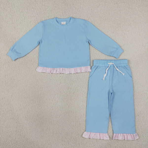 RTS GLP3753 toddler girl clothes solid light blue long sleeve pant outfit