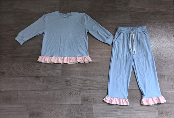 No MOQ  pre-order Each Color Solid Color Cotton Ruffles Girls Set-real pic 2026.9.7