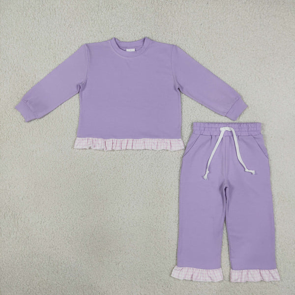 RTS GLP3755 toddler girl clothes solid lavender long sleeve flare pants outfit