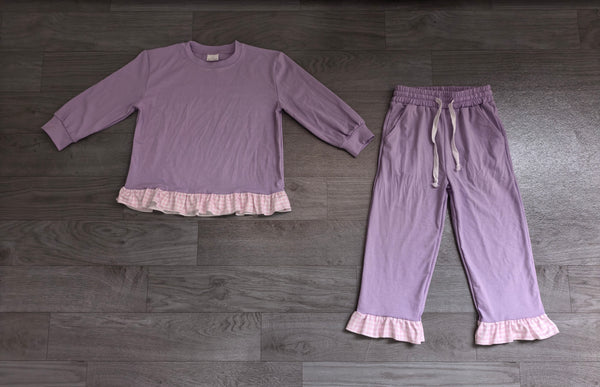 No MOQ  pre-order Each Color Solid Color Cotton Ruffles Girls Set-real pic 2026.9.7