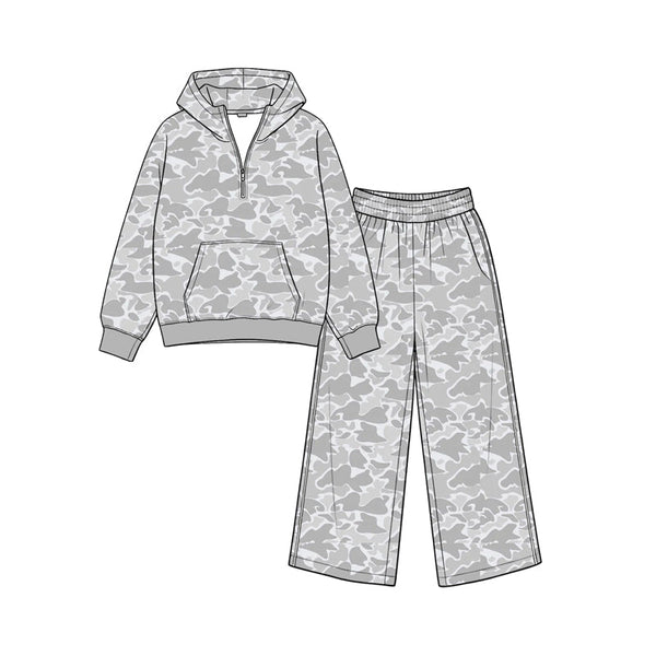 Preorder MOQ 5 pcs Each Style Hunting Camo Hoodie Girls Set-2026.8.26