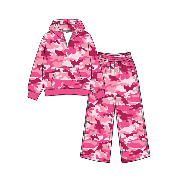 Preorder MOQ 5 pcs Each Style Hunting Camo Hoodie Girls Set-2026.8.26