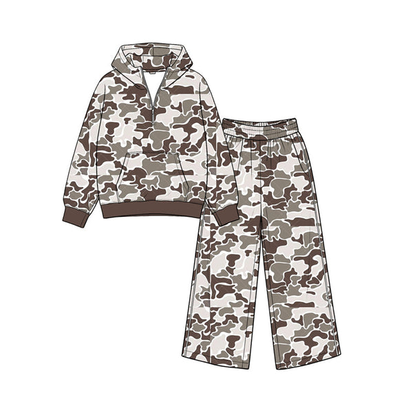 Preorder MOQ 5 pcs Each Style Hunting Camo Hoodie Girls Set-2026.8.26