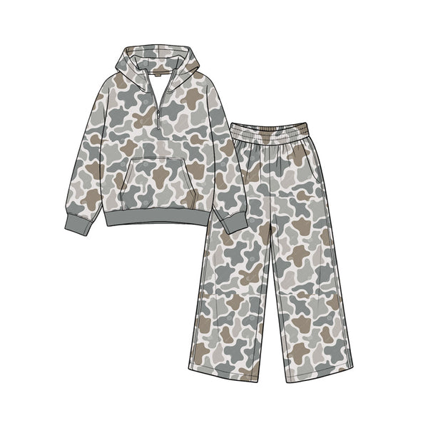 Preorder MOQ 5 pcs Each Style Hunting Camo Hoodie Girls Set-2026.8.26