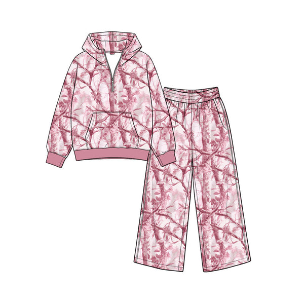 Preorder MOQ 5 pcs Each Style Hunting Leaves Hoodie Girls Set-2026.8.26