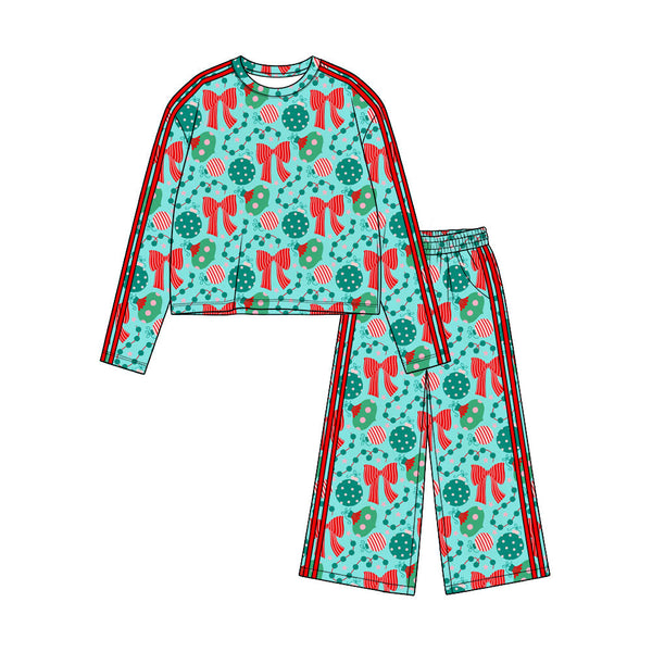 MOQ:5 pcs pre-order Each Style Christmas Santa Stripe Girls Set-2026.8.28
