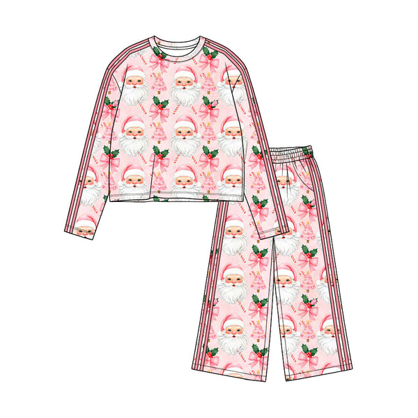 MOQ:5 pcs pre-order Each Style Christmas Santa Stripe Girls Set-2026.8.28