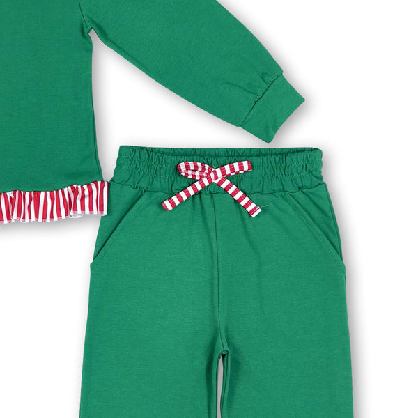 RTS GLP3917 baby girl clothes green cotton long sleeve pant outfit winter clothing set