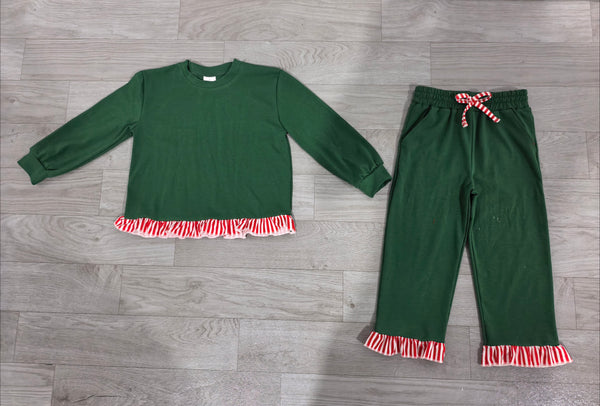 No MOQ pre-order Each Color Stripe Ruffles Christmas Girls Set-real pic 2026.9.19