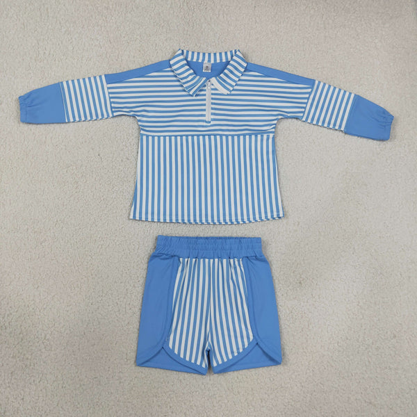 RTS Matching clothing kids color block stripe long sleeve polo yoga clothes-2026.10.27