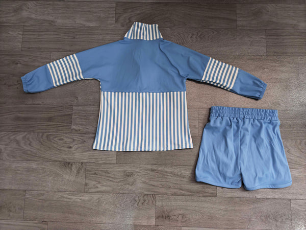 no MOQ GLS0111 pre-order  toddler girl clothes blue stripe girl summer set-real pic 2026.8.22