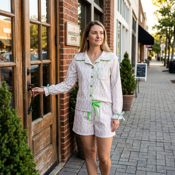 RTS GLS0115 women clothes geometric print long sleeve shorts outfit