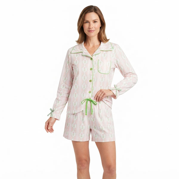 RTS GLS0115 women clothes geometric print long sleeve shorts outfit