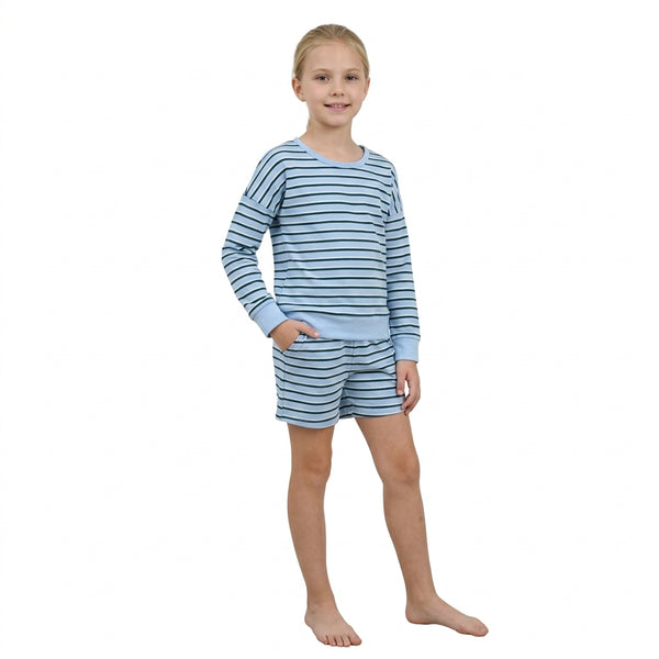 RTS GLS0133 toddler girl clothes stripe print long sleeve yoga outfit winter sports outfit