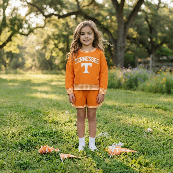 RTS GLS0163 vinyl baby girl clothes game day cotton+vinyl long sleeve short  set