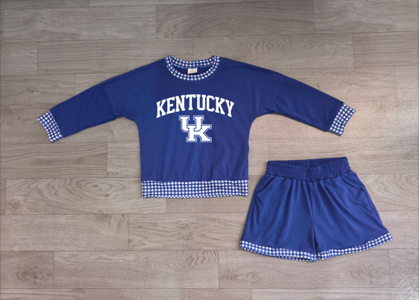 RTS Kids girl clothes cotton+vinyl state long sleeve girl winter shorts set