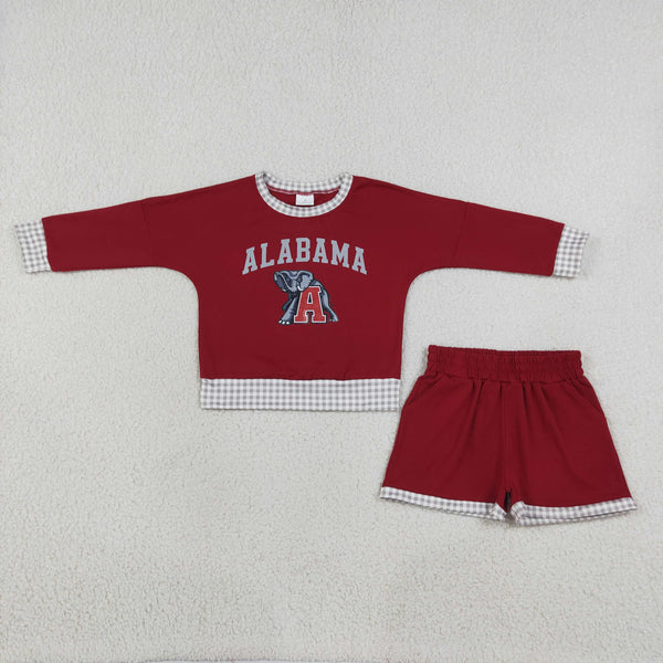 RTS Kids girl clothes cotton+vinyl state long sleeve girl winter shorts set