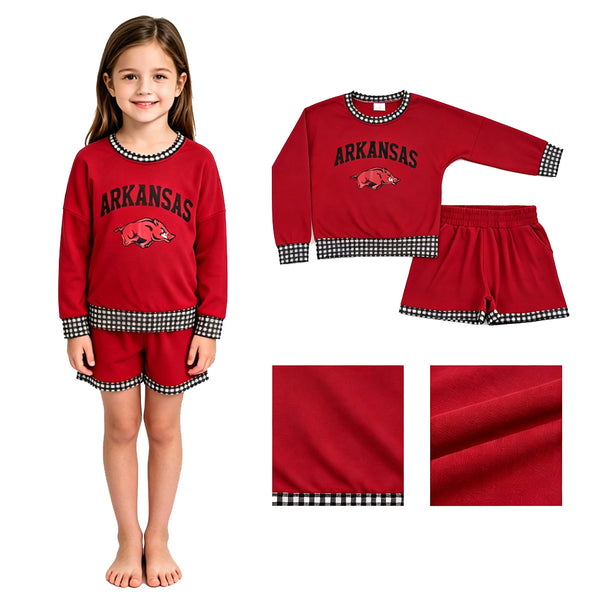 RTS GLS0167 cotton+vinyl toddler girl clothes state girl winter shorts set