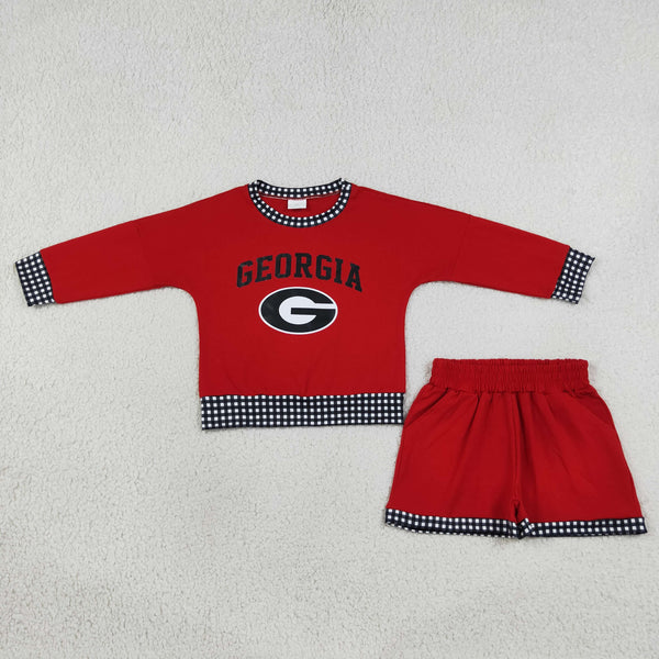 RTS Kids girl clothes cotton+vinyl state long sleeve girl winter shorts set