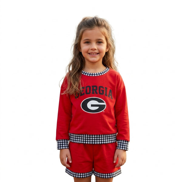 RTS GLS0168 baby girl clothes cotton+ vinyl toddler girl long sleeve outfit  shorts set